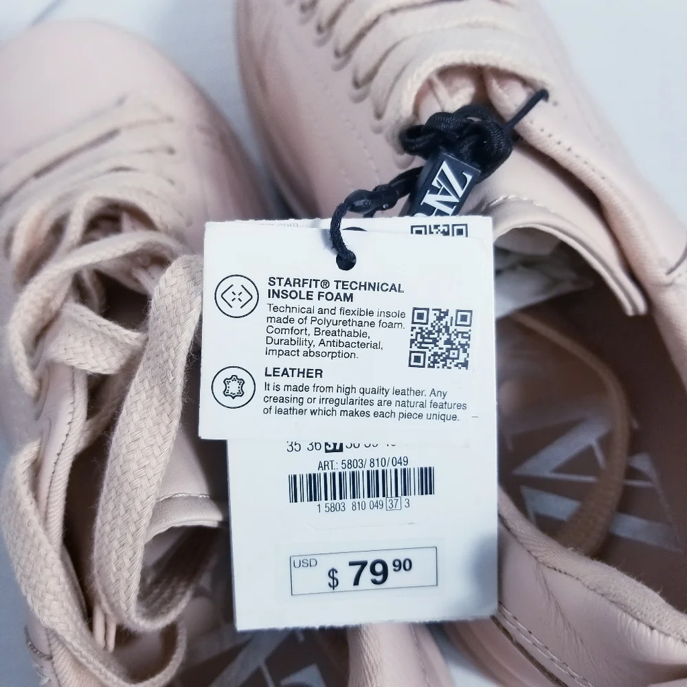 NWT ZARA PLATFORM MAUVE SNEAKERS SIZE 6.5